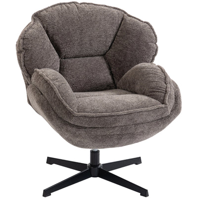 Swivel Accent Chair with Wingback Support for Bedroom or Living Room Comfort Grey AOSOM