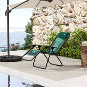 Green Zero Gravity Reclining Outdoor Lounger with Padded Seat Cup Holder and Headrest by Outsunny