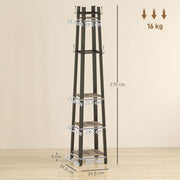 Industrial Freestanding Coat Rack with 8 Hooks and Storage Shelves for Hallway, Grey