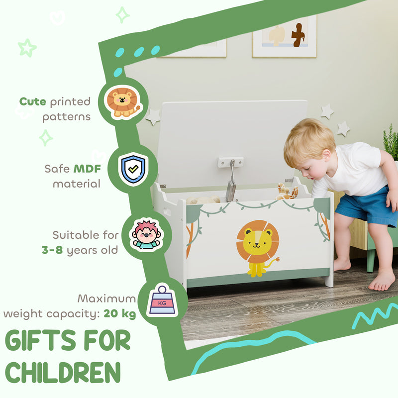 Kids Toy Storage Box With Lid and Safety Hinges Ideal for Bedroom or Playroom Green  60x37x39 cm