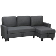 Charcoal Grey 3 Seater Pull Out Sofa Bed With Chaise and Hidden Storage Ideal For Guest Rooms Or Lounges