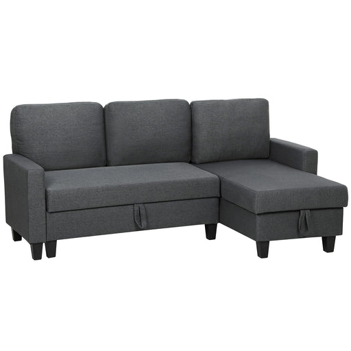 Charcoal Grey 3 Seater Pull Out Sofa Bed With Chaise and Hidden Storage Ideal For Guest Rooms Or Lounges