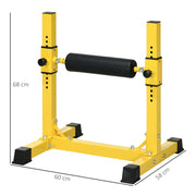 Adjustable Bulgarian Split Squat Stand With Foam Roller For Leg Workouts Yellow AOSOM