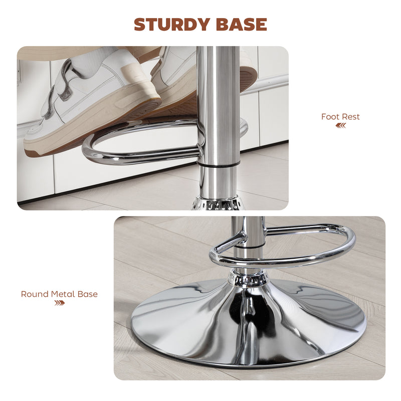 Height Adjustable Swivel Bar Stool With Backrest Armrests And Footrest For Home Bar Brown