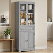 Slim Kitchen Storage Cupboard with Adjustable Shelves for Small Spaces Grey AOSOM