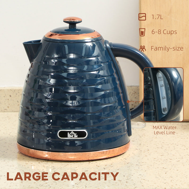 3kW Rapid Boil Electric Kettle With Honeycomb Design For Kitchen Use Dark Blue AOSOM