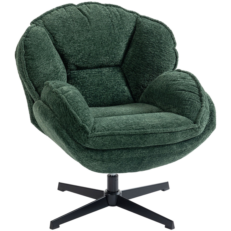 Bedroom Swivel Accent Chair with Wingback Support and Soft Velvet Upholstery Dark Green AOSOM