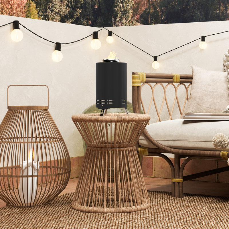 Black Smokeless Fire Pit 16 cm Stainless Steel Portable Wood Burning with Poker by Outsunny