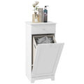 Single Hamper Laundry Storage Cabinet With Tilt Out Design For Bathroom Or Bedroom White