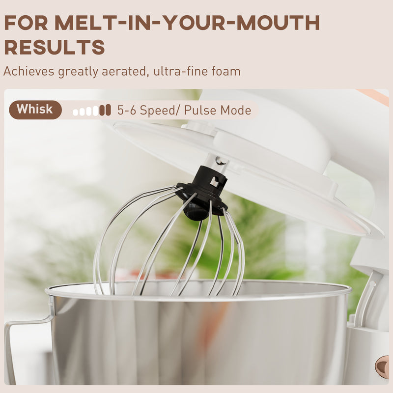 White 1300W Kitchen Stand Mixer with Accessories by HOMCOM