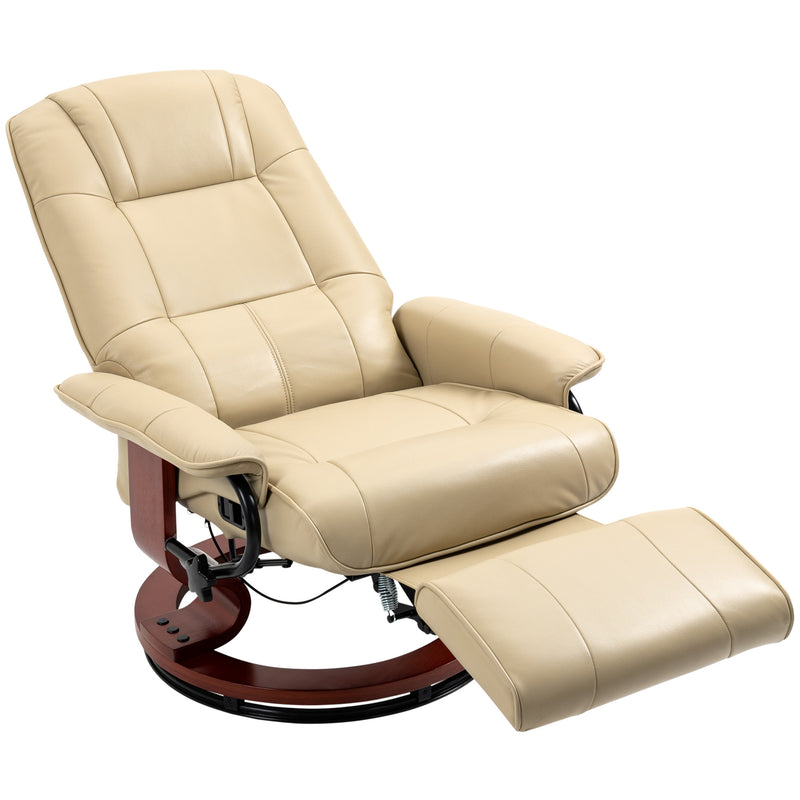 Reclining Faux Leather Armchair with Footrest for Home Comfort and Relaxation Cream