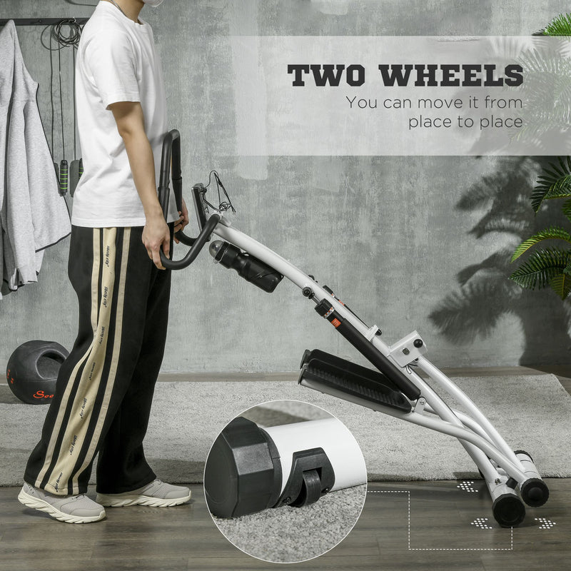 Foldable Home Stair Stepper with 12 Level Resistance and LCD Screen White and Black