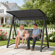 Garden Swing Seat for 3 with Adjustable Sun Shade and Breathable Fabric Grey Outsunny