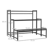 3 Tier Black Metal Plant Stand Ladder Shelf for Garden Patio or Balcony by Outsunny AOSOM