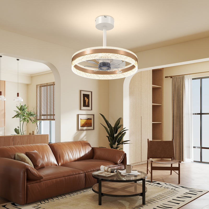 Gold Ceiling Fan with LED Light and Remote Control Ideal for Living Rooms