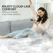 Grey 3 Seater Upholstered Sofa with Spring Cushion and Rubber Wood Legs by HOMCOM