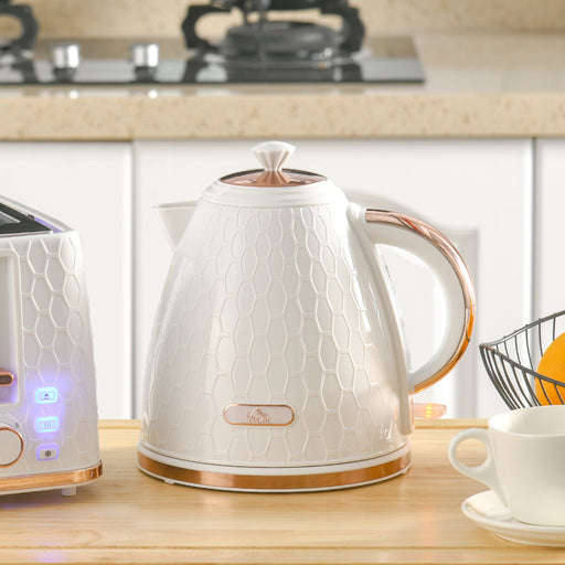 Cream 3kW Fast Boil Honeycomb Cordless  Kettle Fast Heating Lightweight Design by HOMCOM