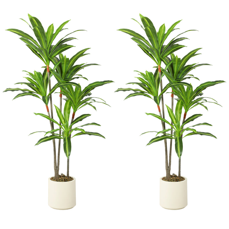 Artificial Dracaena Trees Set of 2 for Easy Year Round Indoor Greenery Green
