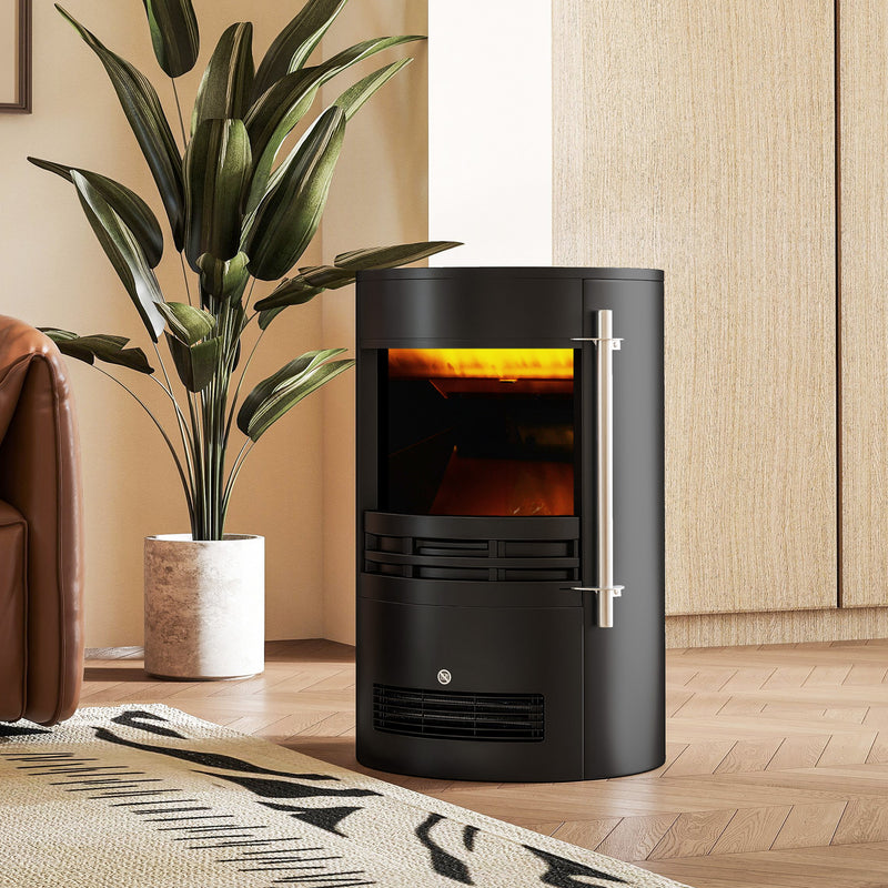Freestanding Electric Fireplace with Realistic Flame Effect for Instant Living Room Warmth Black