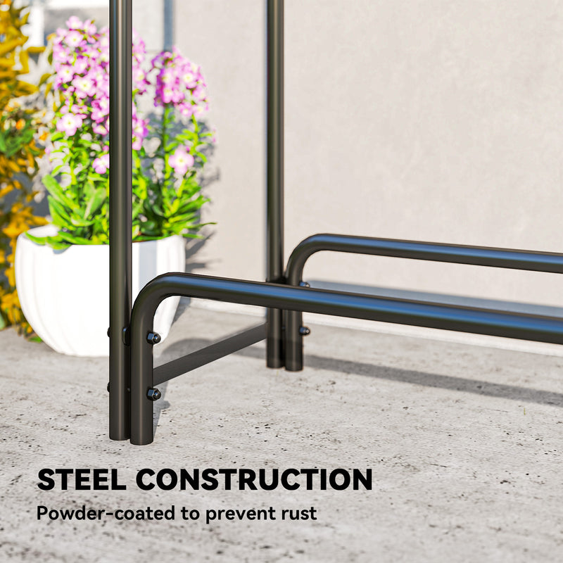 Heavy Duty Metal Firewood Rack with Waterproof Cover Ideal for Indoor Outdoor Use Dark Green