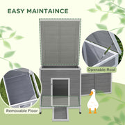 Wooden Duck House with Ramp Ventilated Roof and Removable Base for Outdoors Light Grey