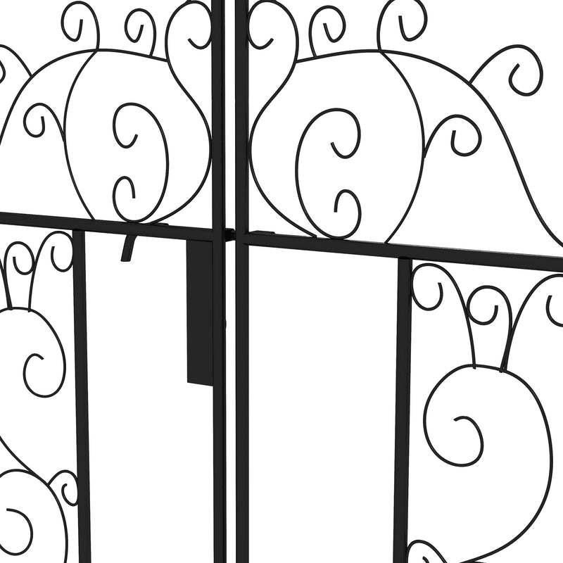 Black Metal Garden Arch With Double Gates for Climbing Plants and Weddings by Outsunny