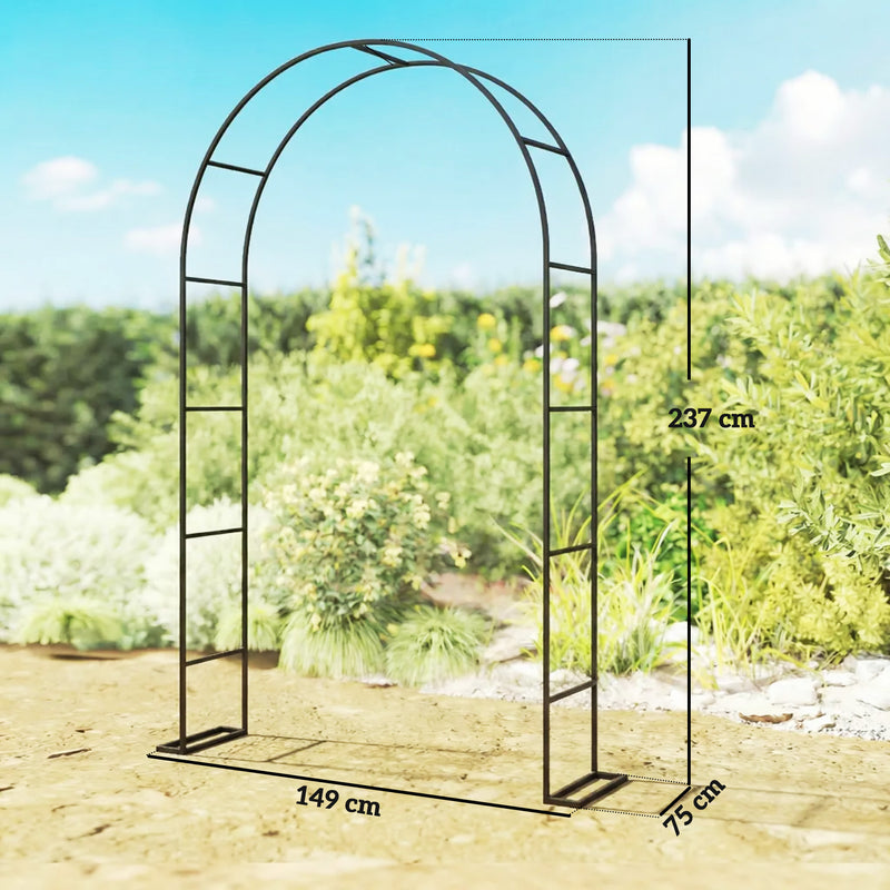 Garden Arch for Patios and Hard Surfaces with Stable Base for Events and Climbing Plants Black Outsunny