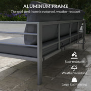Grey Metal 3 Seater Garden Sofa With Cushions For Comfortable Outdoor Seating Outsunny