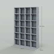 Tall CD Storage Unit with Adjustable Shelves for Living Room or Office Cement Grey