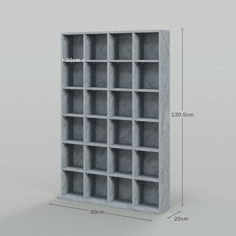 Tall CD Storage Unit with Adjustable Shelves for Living Room or Office Cement Grey