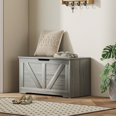 100L Large Storage Box With Safety Hinges Ideal for Home Organisation Charcoal, Grey