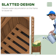 Wooden Raised Garden Planter With Trellis For Climbing Plants And Herbs Brown Outsunny