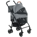 Pet Pram with Detachable Carrier for Easy Walks and Travel for Small Dogs or Cats Grey AOSOM