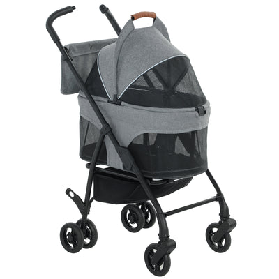 Pet Pram with Detachable Carrier for Easy Walks and Travel for Small Dogs or Cats Grey AOSOM