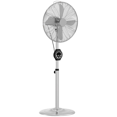 Silver 18 Inch Metal Pedestal Fan with Oscillation and Adjustable Height