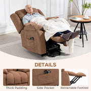 Electric Power Lift Recliner Chair with Massage and Footrest for Elderly Comfort Brown