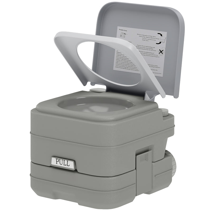 HOMCOM 10L Plastic Portable Toilet - Grey