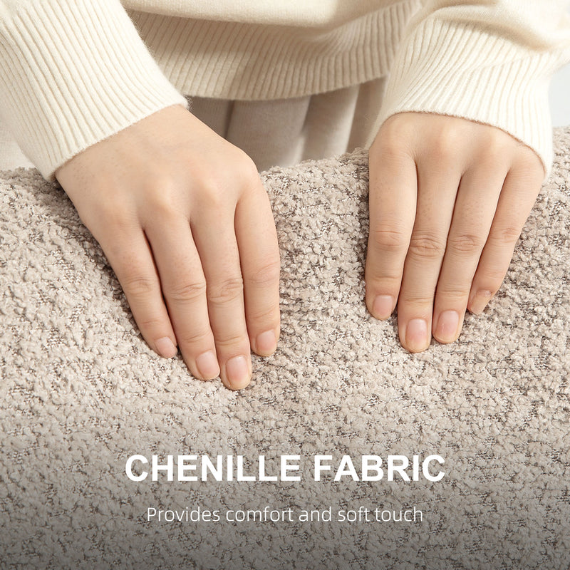 Light Brown 2 Seater Loveseat Sofa with Removable Cushions Chenille Fabric by HOMCOM