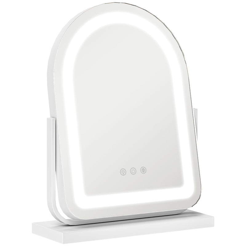 LED Makeup Mirror with Adjustable Light and 360° Rotation for Perfect Dressing Table Setup White
