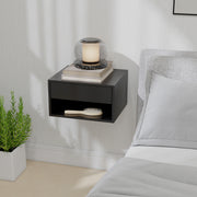 Floating Bedside Tables Set of 2 with Drawer and Shelf Space Saving Storage Black AOSOM