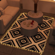 Black and White Reversible Outdoor Rug with LED Lights Ideal for RVs and Garden Use