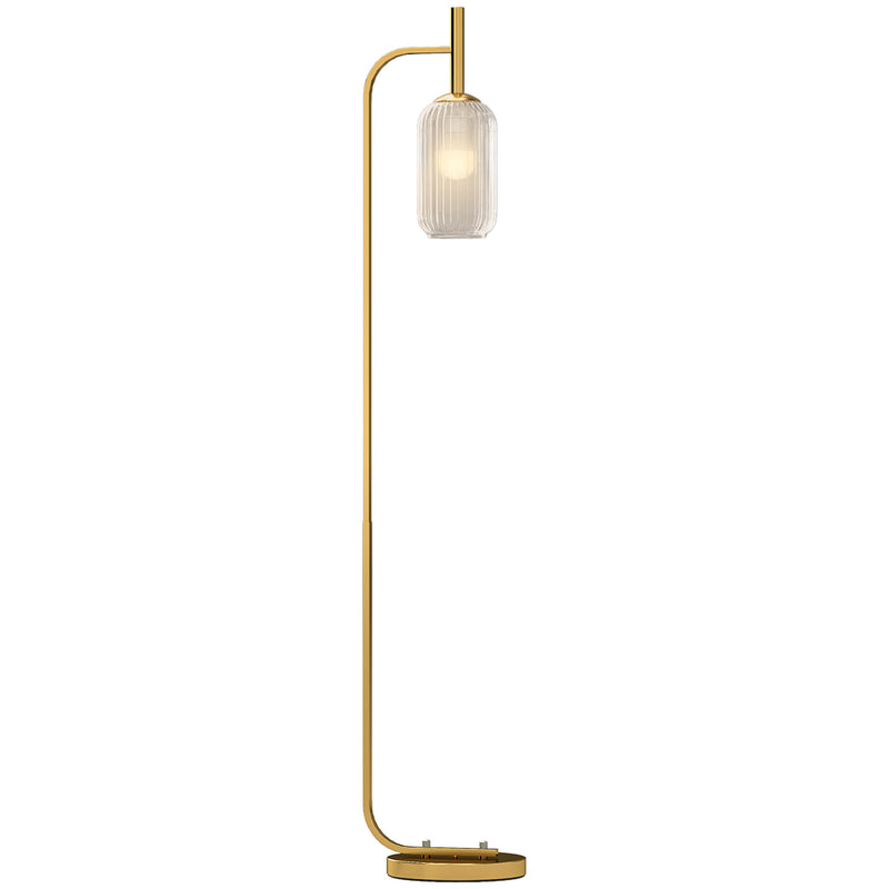Gold Floor Lamp with Glass Shade and Foot Switch for Living Room or Bedroom by HOMCOM