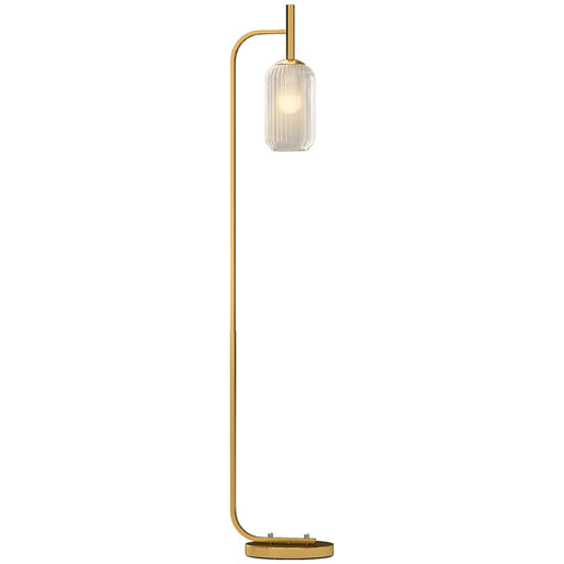 Gold Floor Lamp with Glass Shade and Foot Switch for Living Room or Bedroom by HOMCOM