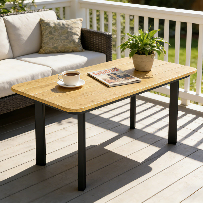 Outdoor Coffee Table for Garden or Patio with Weather-Resistant Easy-Clean Surface Brown Outsunny