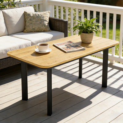 Outdoor Coffee Table for Garden or Patio with Weather-Resistant Easy-Clean Surface Brown Outsunny