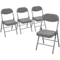Folding Chairs Set of 4 for Extra Comfortable Guest Seating with Padded Corduroy Grey Homcom