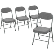 Folding Chairs Set of 4 for Extra Comfortable Guest Seating with Padded Corduroy Grey Homcom
