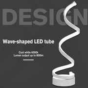Set of 2 Modern LED Table Lamps with Wave Design and Metal Base for Bedroom, White AOSOM