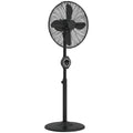 Pedestal Fan with Adjustable Height and Remote for Quiet Home Cooling Black AOSOM