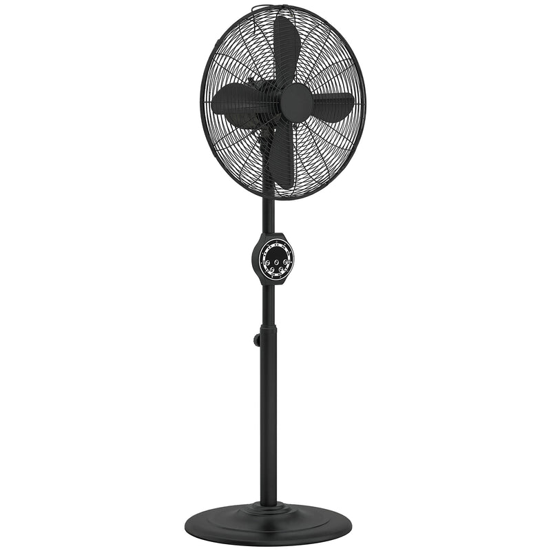 Pedestal Fan with Adjustable Height and Remote for Quiet Home Cooling Black AOSOM